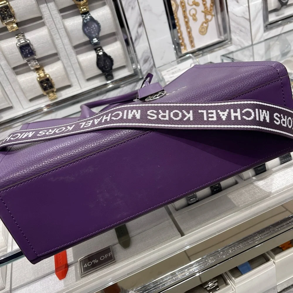 MICHAEL KORS Mirella Medium Pebbled Leather Tote Bag
Dark Purple 
NWT - Picture 13 of 16